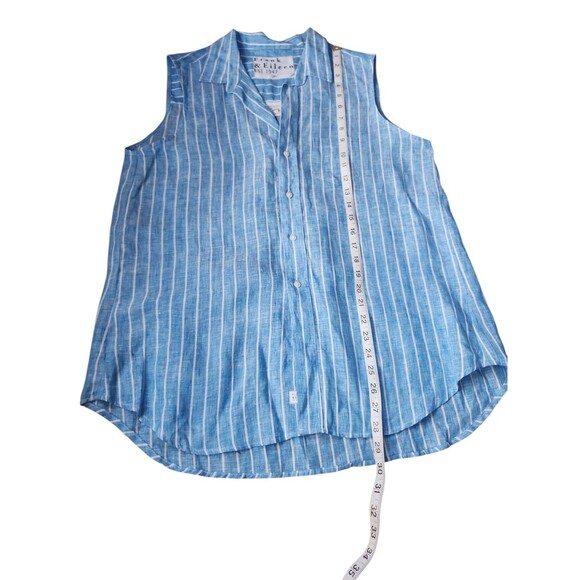 Frank & Eileen Nautical Linen Sleeveless Top Preppy Womens XL Fiona Blue Striped - Picture 8 of 8